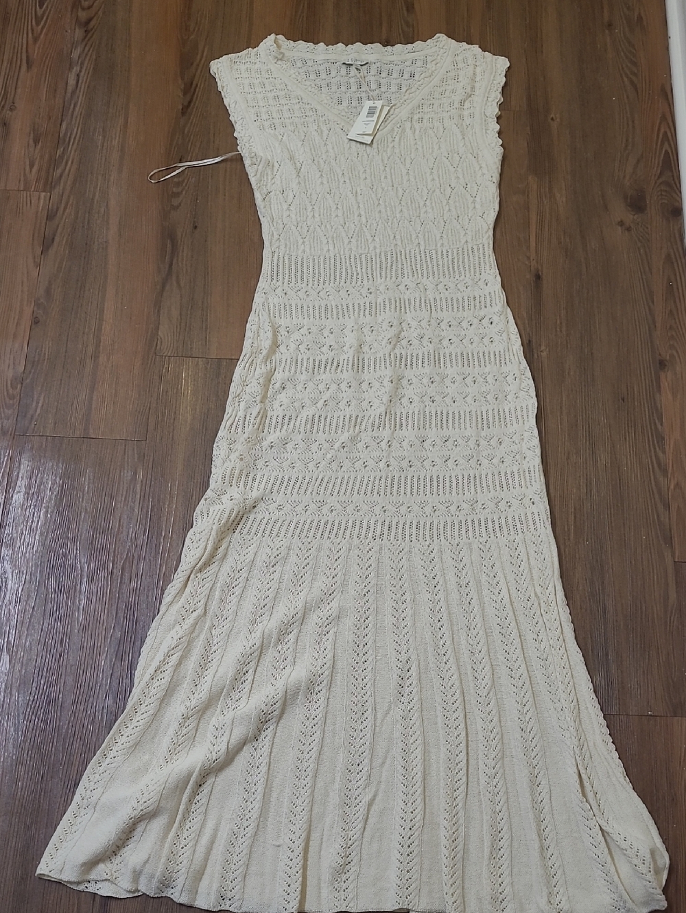 Z Supply Cream Crochet Knit Maxi Dress for women size L new